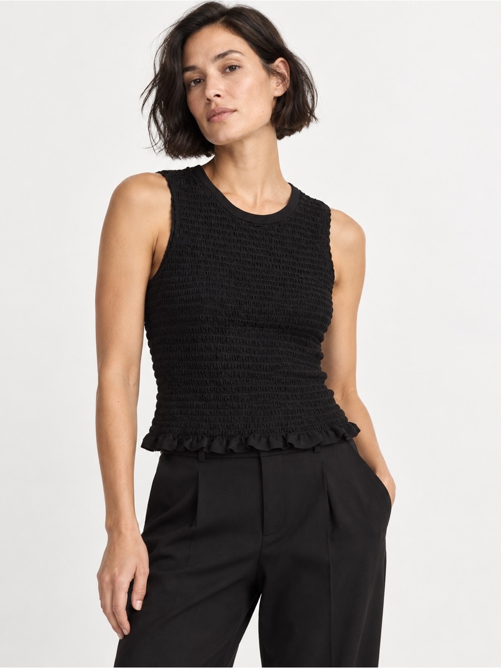 Jason Wu Black Smocked Top